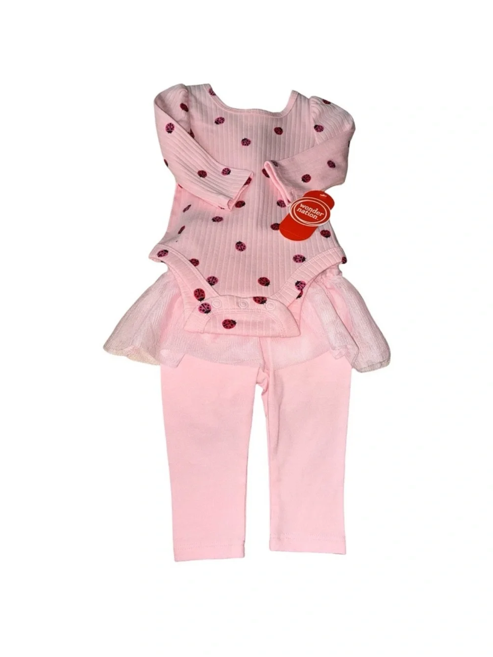 wonder nation Pink Ladybug Bodysuit And Matching Tulle Skegging Set